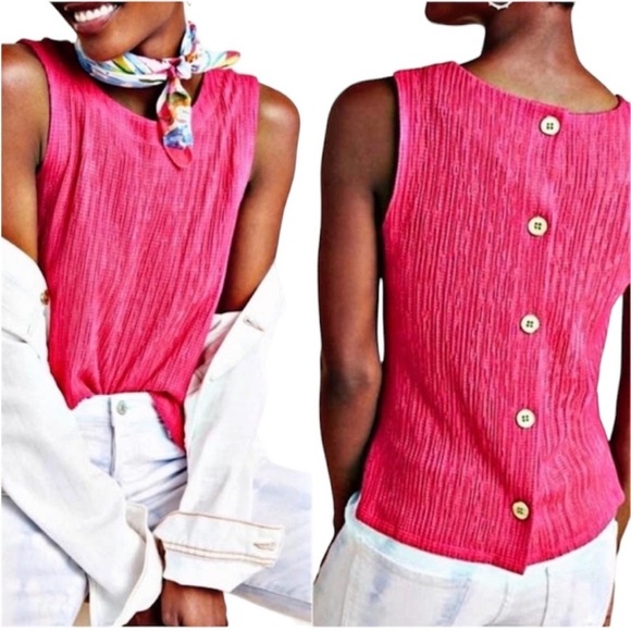Anthropologie Burnt Sienna Orange Montauk Sleeveless Button Back Tank Small - Picture 4 of 5